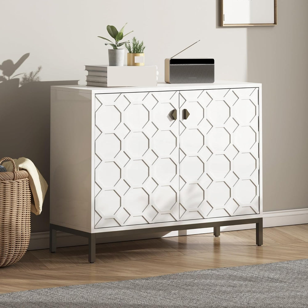 Modern Accent Home Cabinet, Shoe Storage Cabinet with Shelves, for Living Roo...