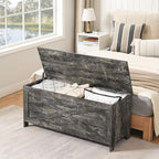 43.3" Toy Chest, Sturdy Entryway Storage Chest with Safety Hinges, Retro Toy Box, Wooden Look Accent Furniture for Living Room, Bedroom, Vintage Gray SCRP48501