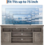 GAOMON TV Stand for TVs Up to 75 Inches, Grey | Entertainment Center, Farmhouse Media TV Console Table, Open Storage Shelves, Cabinets, for Living Room, Bedroom