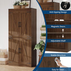 Rustic Brown Kitchen Pantry Cabinet – 71" Tall Freestanding Farmhouse Storage Cabinet with Doors & Adjustable Shelves – Rustic Wood Food Organizer for Kitchen, Living Room, Dining Room & Bathroom