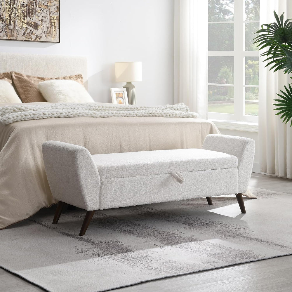 GDFStudio 60" Storage Bench with Seat & Hidden Storage, Teddy Fabric...