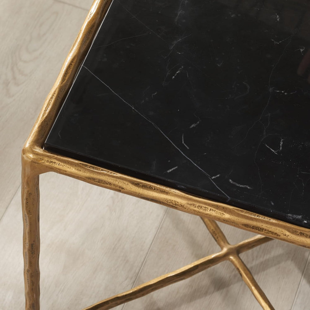 SAFAVIEH Couture Collection Jessa Brass Base & Black Marble Top Square En...