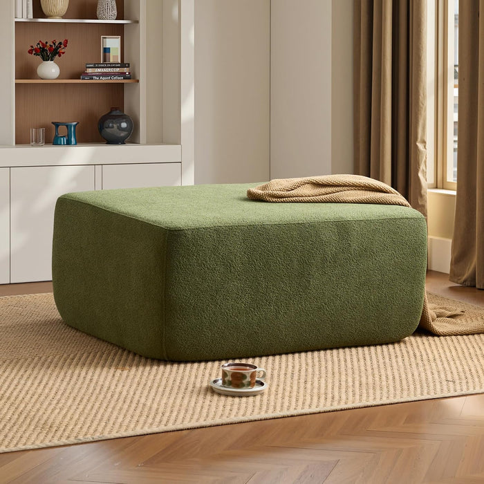 ovios 37" Velet Ottoman, Upholstered Cloud Ottoman for Boneless Couch in a Box, Modular Sectional Couches for Living Room Bedroom, Compressed Memory Foam, No Assembly Require, Green