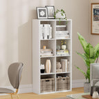 8 Cube Storage Organizer, Cube Shelf with Heavy-Duty Thick Boards, 25.12" L x 9.37" W x 48.74" H, Smooth Easy-Clean Panels, Simple Assembly, for Living Room Bedroom Office, White