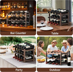 Wine Rack,Bamboo Wine Racks Countertop,Sturdy Wine Rack for Inside Cabinet &Freestanding Floor, 3-Tier 12 Bottles Racks for Kitchen,Cabinets,Home Bar,Wine Storage Racks(3-Tiers)