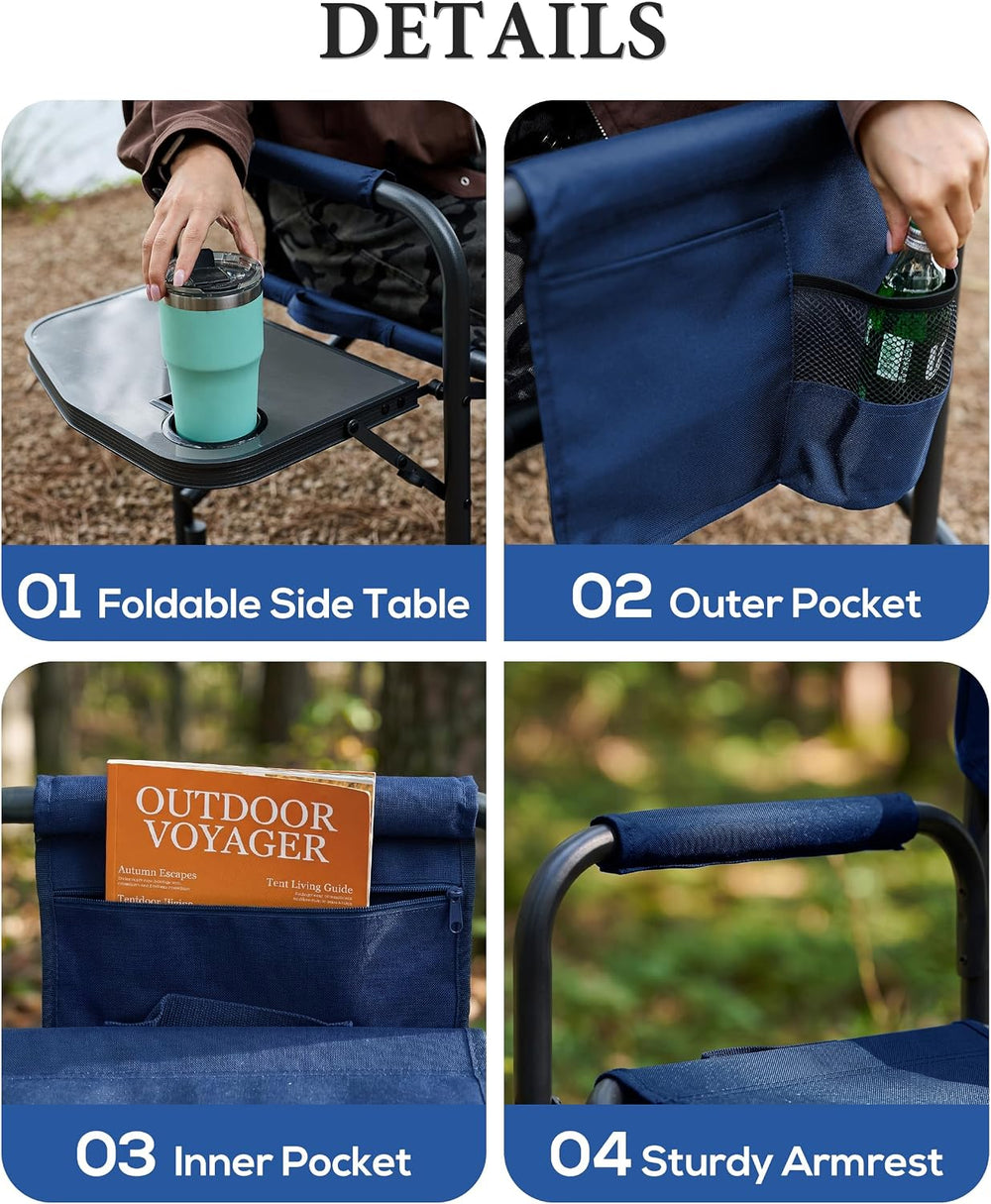 Heavy Duty Oversized Camping Folding Chair, Support 400lbs