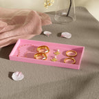 Vanity and Bathroom Tray, 9.8" ABS Countertop Organizer,Waterproof Vanity Tray for Toilet Tank,Perfume,Soap,Keys,Bathroom Accessories,Kitchen and Bath Trays,Non Slip Small Trays,Pink