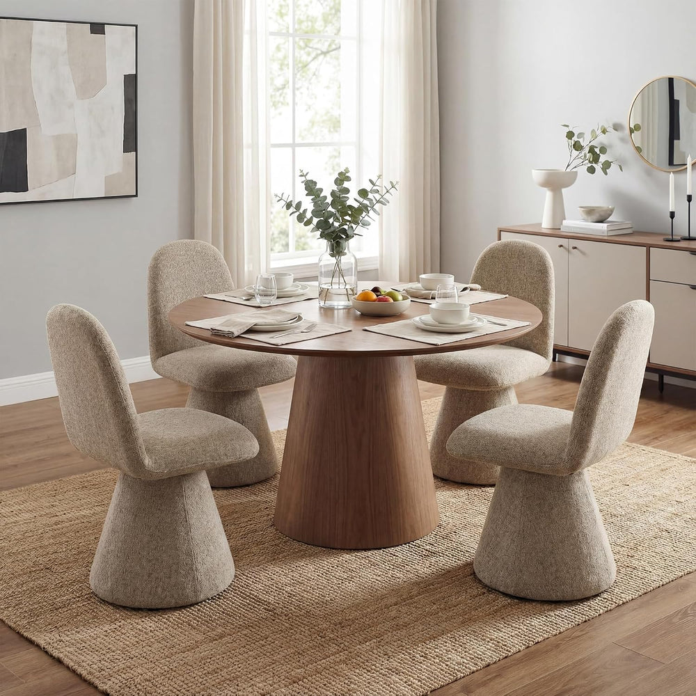 DUOMAY 360° Swivel Dining Chairs Set of 6, Mid Century Modern High Back Linen...