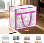 Budding Joy Clear Zippered Storage Bags for Clothes,40L Closet Organizers and Storage Containers Vinyl Moving Bag for Bedding, Linen, Blankets, Comforters, Clothing & Toys