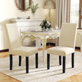 LSSPAID Dining Chairs Set of 2, Fabric Upholstered Dining Room Parson Chair with Nailhead Trim and Solid Wood Legs for Home and Kitchen, Beige
