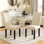 LSSPAID Dining Chairs Set of 2, Fabric Upholstered Dining Room Parson Chair with Nailhead Trim and Solid Wood Legs for Home and Kitchen, Beige
