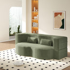 Convertible Folding Sofa Bed, 2-in-1 Full Size Floor Boneless Couch Bed, Corduroy Loveseat sleeper Couch Floor Sofa, Memory Foam Sleeper SofaBed, Small couches for small spaces, No Assembly, Green