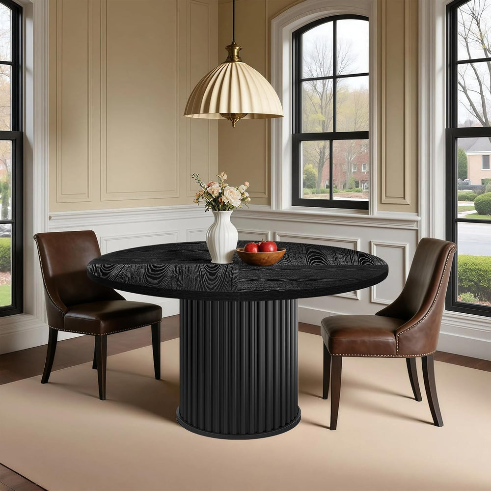 Oigavfd Black Round Dining Table for 4, 47" Circle Dining Table,with MDF...