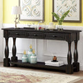 Merax Wood Farmhouse Entry Way Hallway Table with Drawers and Bottom Shelf Narrow Long Sideboard for Living Room (Distressed Black)