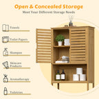 BlueWish Bamboo Over The Toilet Storage Cabinet, Over Toilet Cabinet with Anti-toppling Design, Adjustable Slats, Over-The-Toilet Storages, Bathroom Storage Cabinets for Bathroom, Laundry
