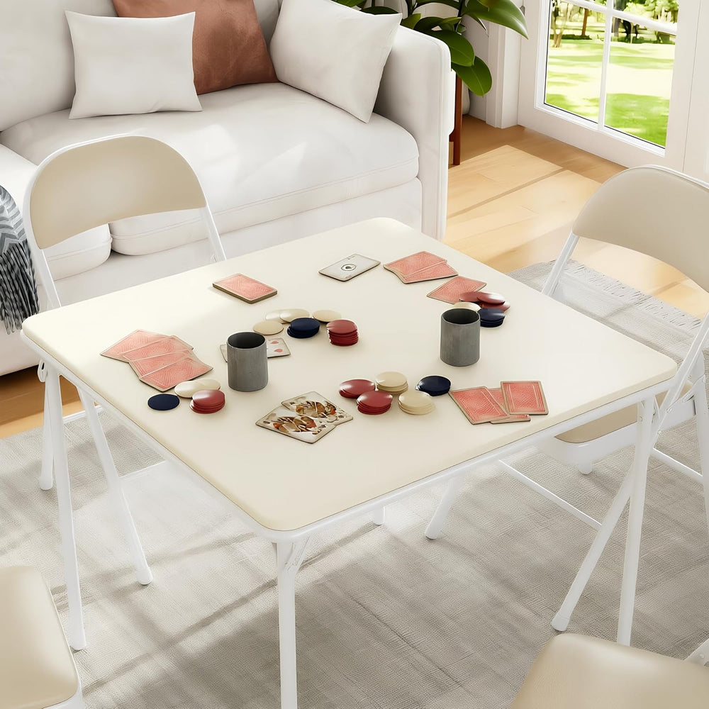 VECELO 34'' Folding Card Table Square with Soft Padded Tabletop, Port...