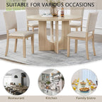 KEIKI 5-Piece Standard Height Dining Table Set with Round Table and 4 Upholstered Curved Backrset Chair, for 4 Person, Modern Style Wooden Table Set, Easy Assembly, for Kitchen, Dining Room, Beige