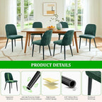 Upholstered Dining Chairs Set of 8 Modern Kitchen Chairs Chenille Fabric Dining Room Chairs High-Back Padded Dining Chairs with Metal Legs for Kitchen Dining Room Restaurant Cafe Hotel, Green