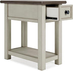 Signature Design by Ashley Bolanburg Farmhouse Chair Side End Table, Light Brown & Whitewash
