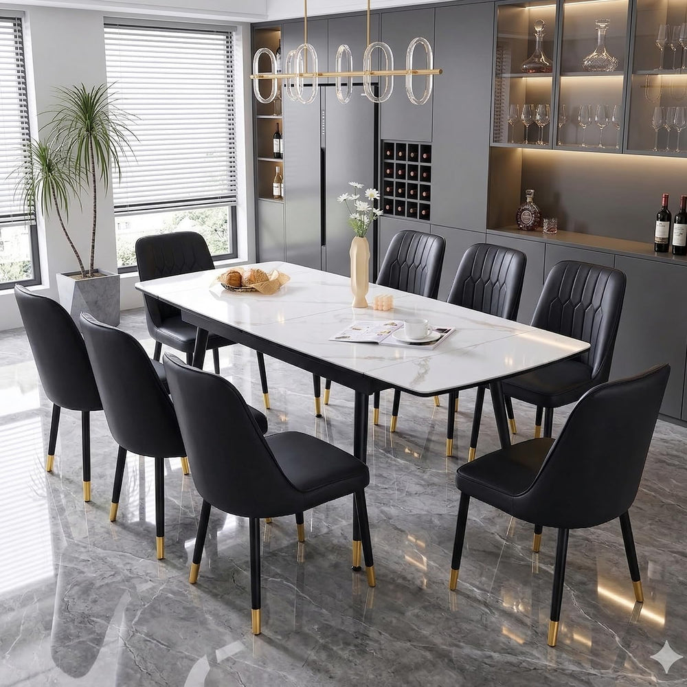 Extendable Dining Table Set for 8, 55"–79" Rectangular Dining Table...