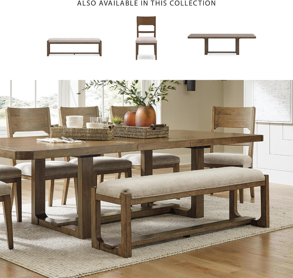 Signature Design by Ashley Cabalynn Farmhouse Upholstered Dining Bench, Foam ...