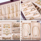 KCY Travel Jewelry Organizer Box for Women Girls, Small Travel Jewelry Case, PU Leather Portable Jewellery Storage Boxes Display Holder for Ring Earrings Necklace Bracelet Bangle, Gifts, Purple
