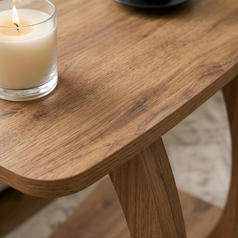 Modern C-Shaped Side Table, Curved Wood End Table for Couch, Sofa & Bed, ...