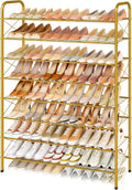 Hoctieon 8 Tier Shoe Rack for Closet, Durable Mesh Style Shoe Rack, Entryway Shoe Shelf, Shoe Storage Organizer for Hallway, Bedroom, Living Room, Wardrobe, Gold