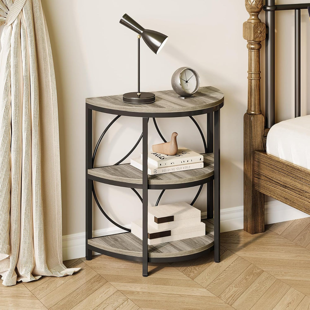 LITTLE TREE Half Moon End Table, Half Round Side Table for Living Room, 3-Tie...
