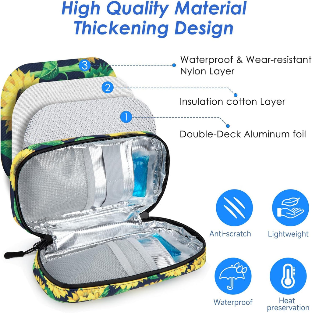 YOUSHARES Insulin Cooler Travel Case - Travel Medicine Cooler Bag for Insulin and Diabetes Supplies Travel, Insulin Case with 2 TSA Approved Gel Ice Pack