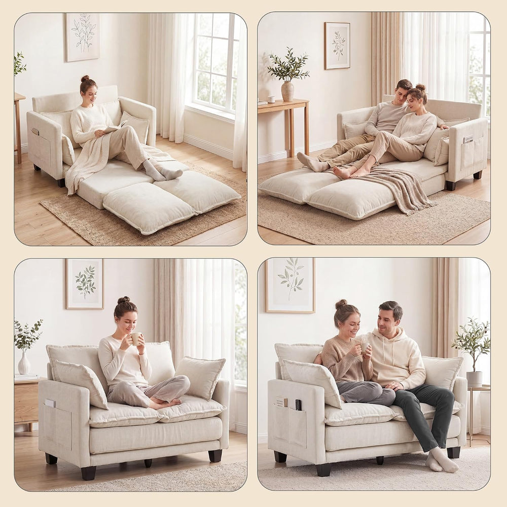 49" Loveseat Sofa Bed, 2 in 1 Convertible Small Sofa Pull Out Couch Bed ...
