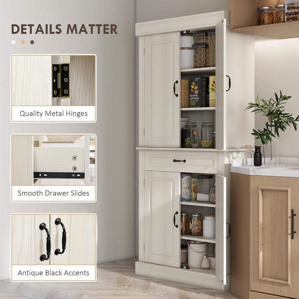 HOMCOM 71" Freestanding Kitchen Pantry Cabinet, Tall Storage Cabinet wit...