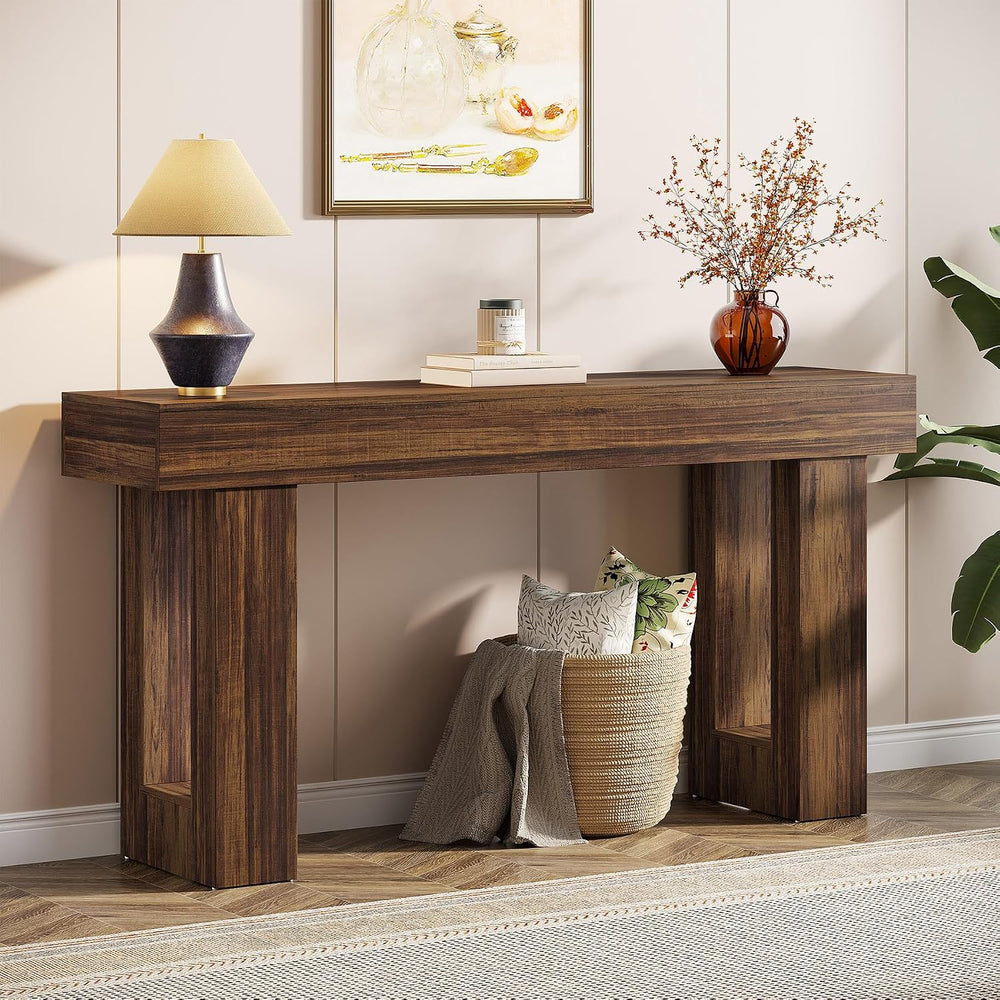 Tribesigns 63-Inch Long Console Table, MDF Wood Grain Rectangular Sofa Table ...