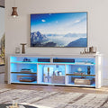 Bestier TV Stand for 75 inch TV, Tall LED Entertainment Center with Adjustable Shelf, Gaming TV Console with Storage for PS5, Modern TV Cabinet for Living Room Bedroom, White Marble