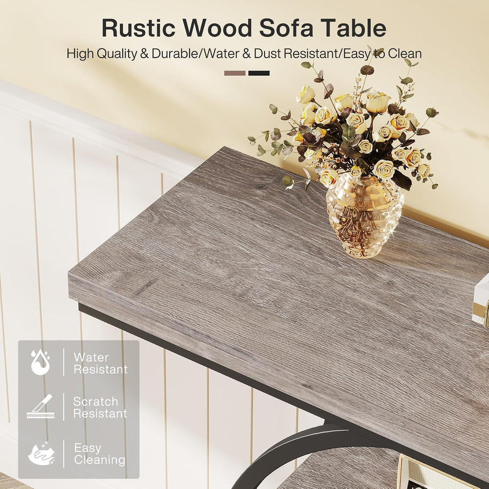 Tribesigns 41.3" Console Table, Industrial 4-Tier Sofa Table Entryway Ta...