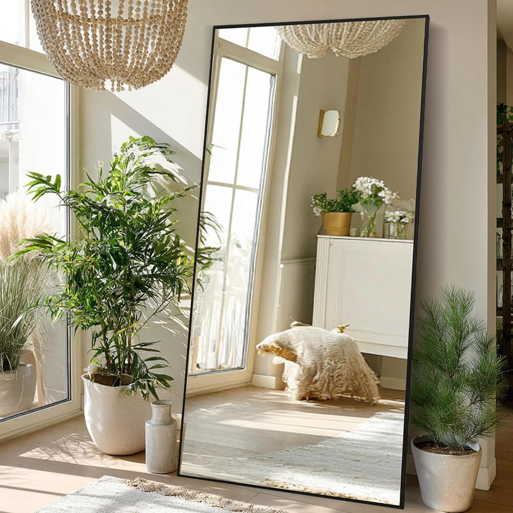 Beauty4U 79" x 39" Full Length Mirror with Stand, Black Large Floor...