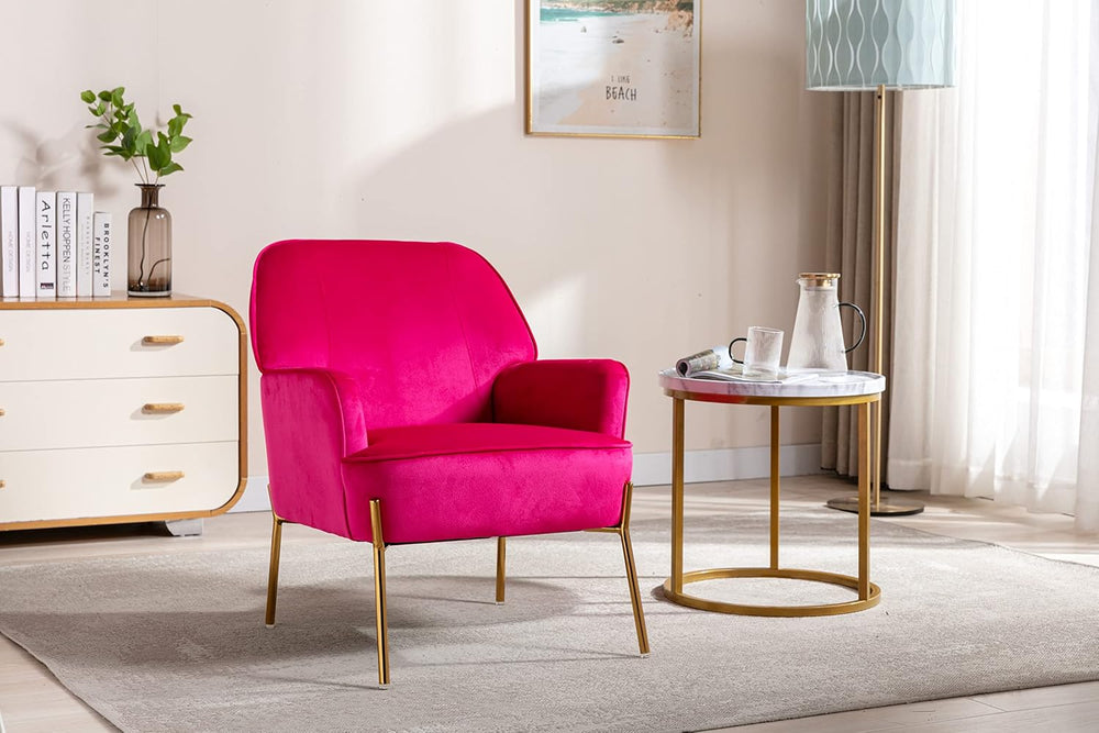 Comfy Velvet Accent Chair with Glam Metal Legs for Dining Room Bedroom Living...