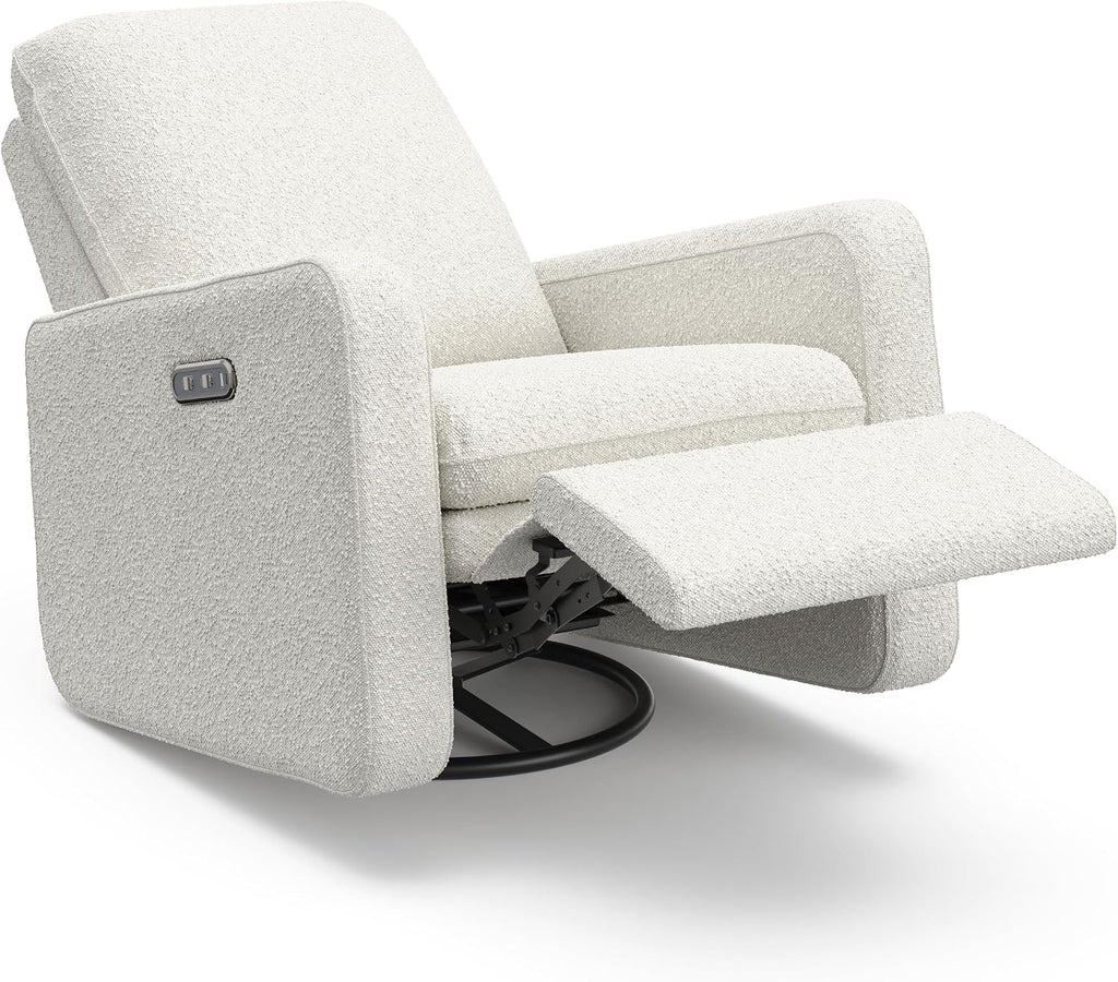 Graco Teddi Nursery Power Recliner Swivel Glider, Ivory Boucle | Electronic Power Recline, OEKO-TEX 100 Certified, USB-A & USB-C Charger, Premium Cushioning & Comfort, Glider Rocking Chair