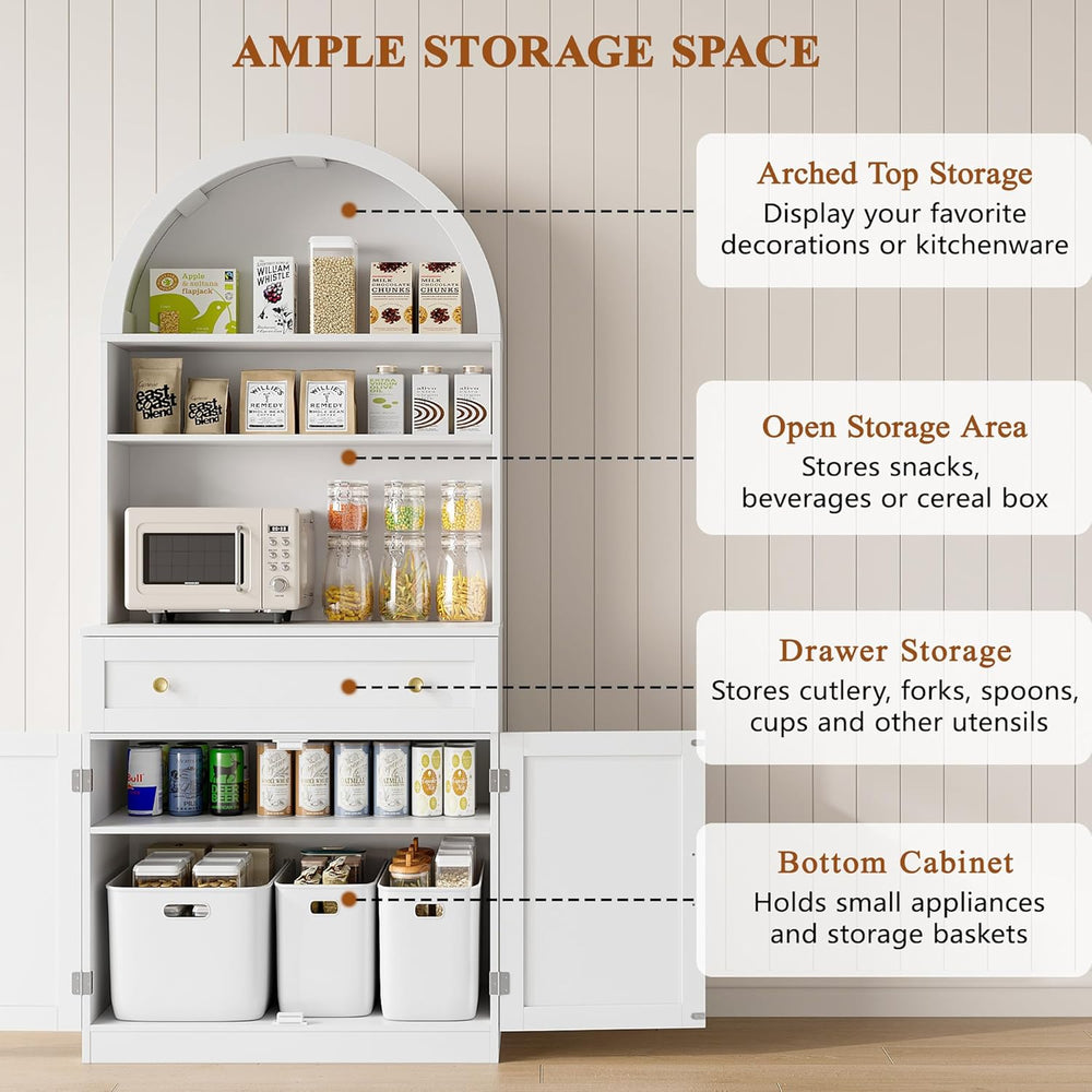 71" Tall Arched Kitchen Pantry Cabinet, Modern Kitchen Storage Cabinets ...