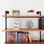 Industrial Ladder Shelf Bookcase, Wall Mounted Rustic Bookshelf, Retro Wood Metal Pipe Industrial Shelves for Living Room(Weathered Brown, 6 Tier - 10" D x 70" W x 82.5" H)