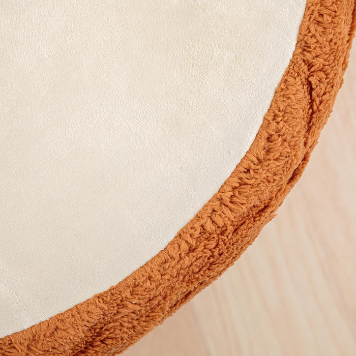 Fluffy Round Ottoman Pouf,Foot Stool Ottoman,Foot Rest,Burnt Orange,20x14In | All-in-One Foam Pouf,Ottoman Coffee Table,Couch Footrest,Footrest for Chair,Remov. Cover,Perfect for Living Room,Bedroom Dorm