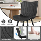 Dining Chair Set of 2 PU Leather Dining Room Chairs Upholstered Comfy Dining Chairs Modern Kitchen Armless Side Chair with Sturdy Metal Legs,Black