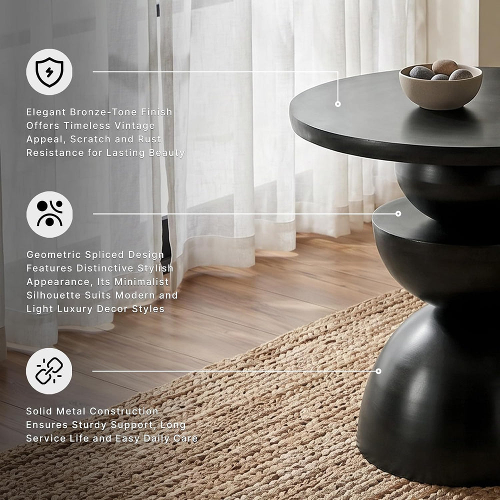 Signature Design by Ashley Kurtson Accent Table, Round Metal End Table with C...