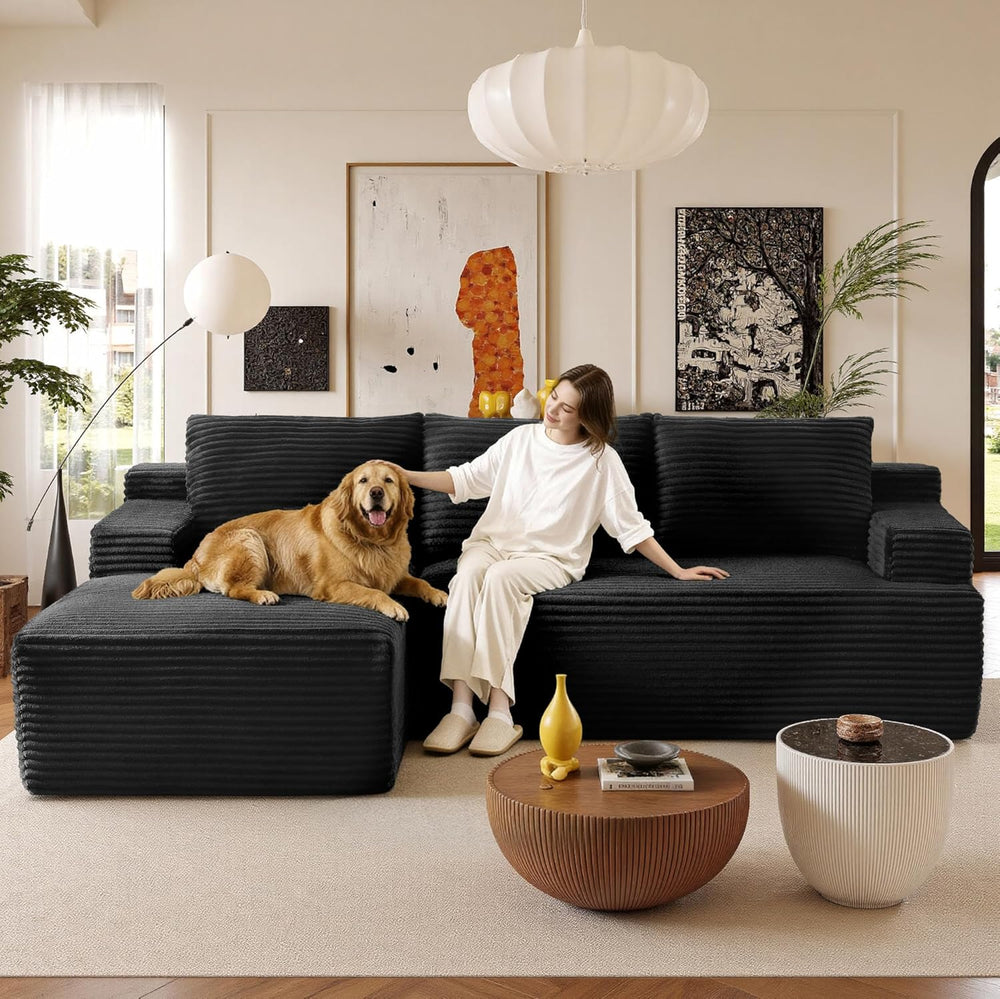 96" Sectional Couches for Living Room Cloud Couch Sofa with L-Shape Upho...