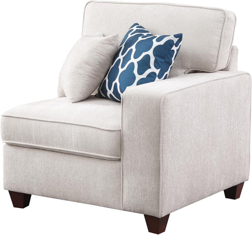 Ball & Cast 127" L-Shaped Sectional Couches for Living Room with Movable Ottoman,2 Cup Holders & USB Ports,7 Seat Chenille Upholstered Sofa W/6 Throw Pillows & Hidden Storage Box,DIY Combination,Beige