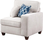 Ball & Cast 127" L-Shaped Sectional Couches for Living Room with Movable Ottoman,2 Cup Holders & USB Ports,7 Seat Chenille Upholstered Sofa W/6 Throw Pillows & Hidden Storage Box,DIY Combination,Beige