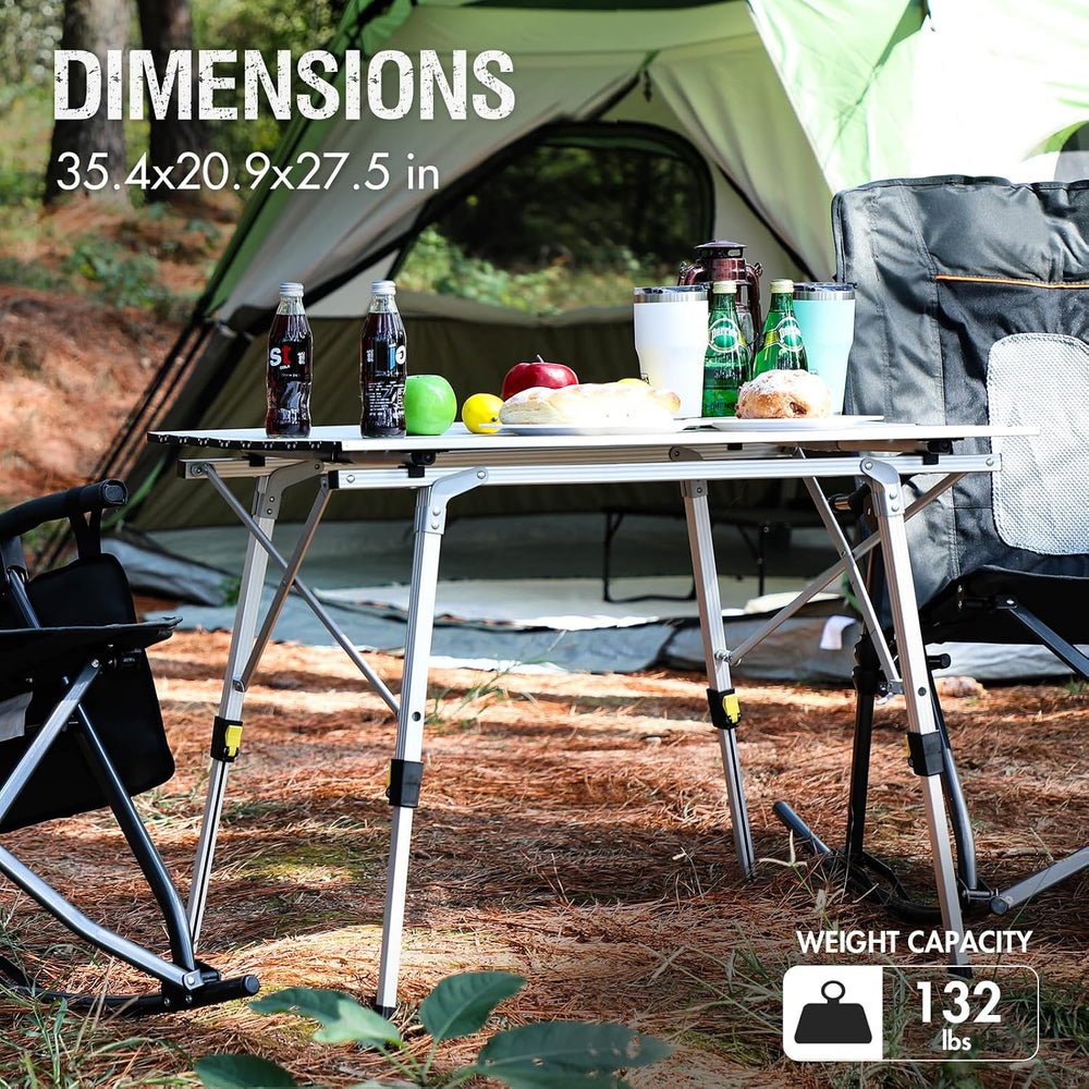 Portal Outdoor Folding Portable Picnic Camping Table with Adjustable Height A...