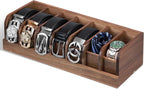 Belt organizer, 7 compartment belt holder belt hanger closet and belt organizer for drawer,belt rack, belt storage organizer, belt hangers for men and women (Acacia wood)