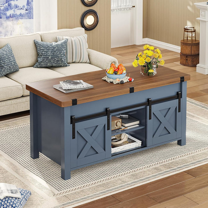 SEDETA Farmhouse Lift Top Coffee Table with Storage and Hidden Compartment