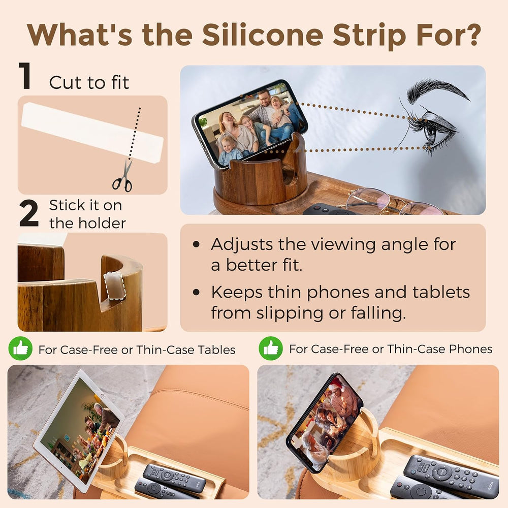Couch Cup Holder for Armrests Over 4.9" Wide with 360° Phone Stand Black...